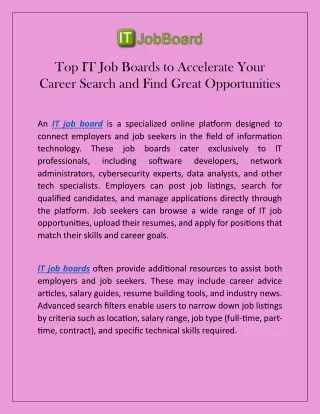 Top IT Job Boards to Accelerate Your Career Search and Find Great Opportunities