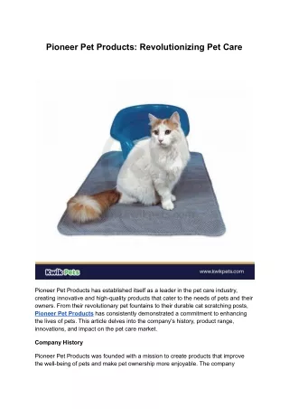 Pioneer Pet Products Revolutionizing Pet Care