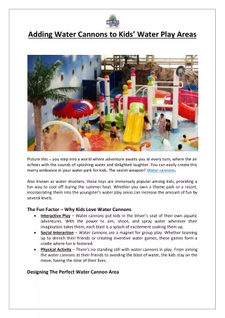 Empex Watertoys®- Adding Water Cannons to Kids’ Water Play Areas