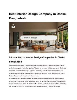 Best Interior Design Company In Dhaka - DWL