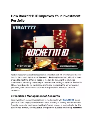 How Rocket111 ID Improves Your Investment Portfolio