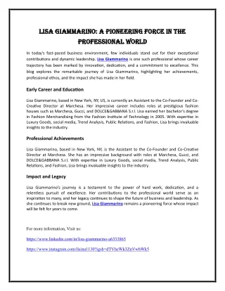 Lisa Giammarino: A Pioneering Force in the Professional World