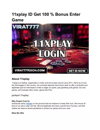 Live Sport Games With 11xplay Betting ID