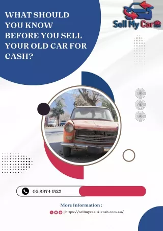 What Should You Know Before You Sell Your Old Car for Cash?