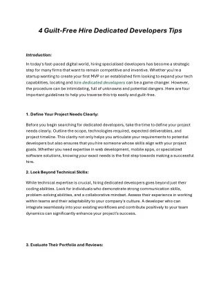 4 Guilt-Free Hire Dedicated Developers Tips