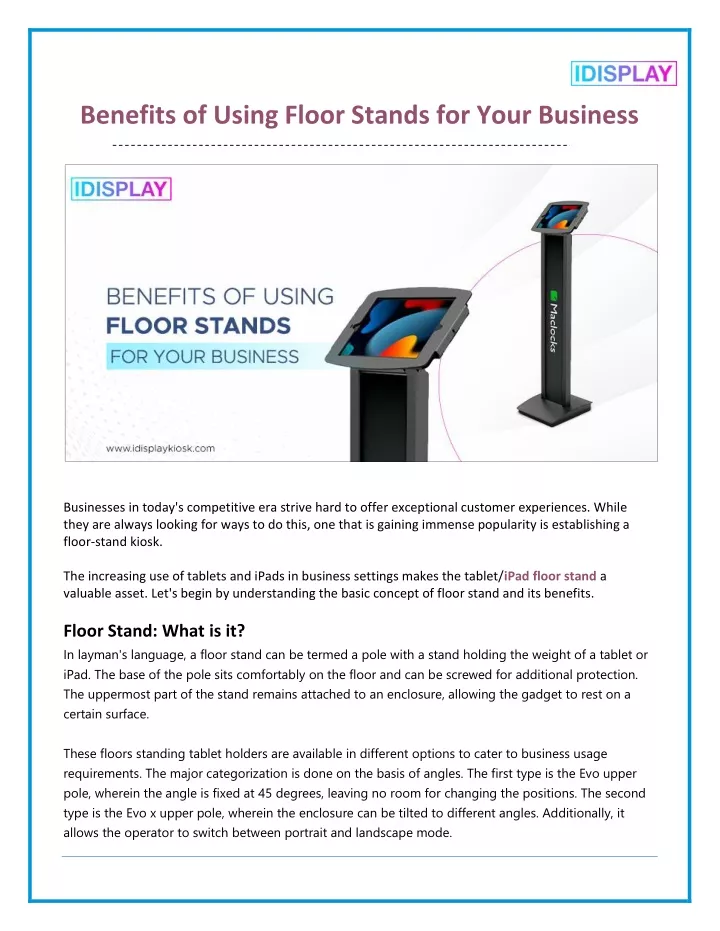 benefits of using floor stands for your business