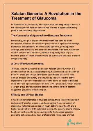 xalatan generic a revolution in the treatment