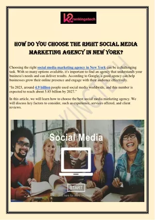 How Do You Choose the Right Social Media Marketing Agency in New York?
