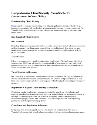 comprehensive cloud security valuesectech