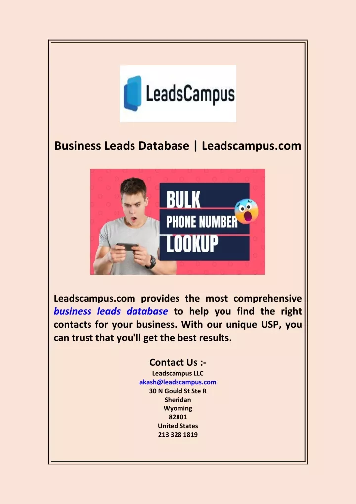 business leads database leadscampus com