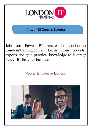 Power Bi Course London  Londonittraining.co.uk