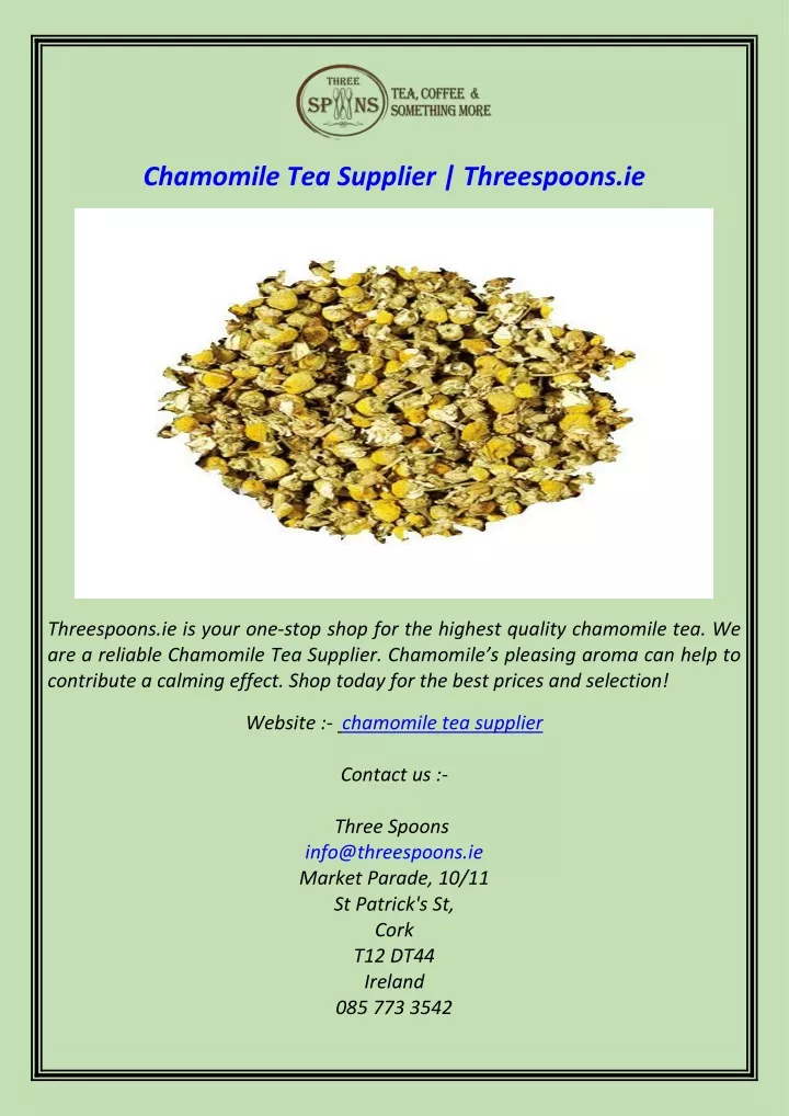 chamomile tea supplier threespoons ie