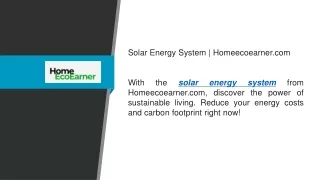 Solar Energy System  Homeecoearner.com