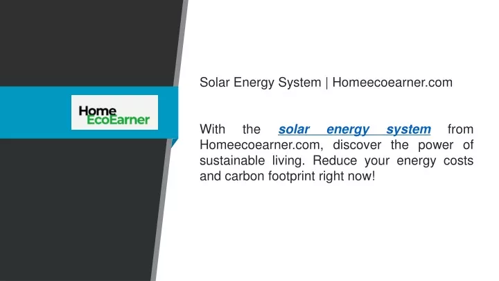 solar energy system homeecoearner com with