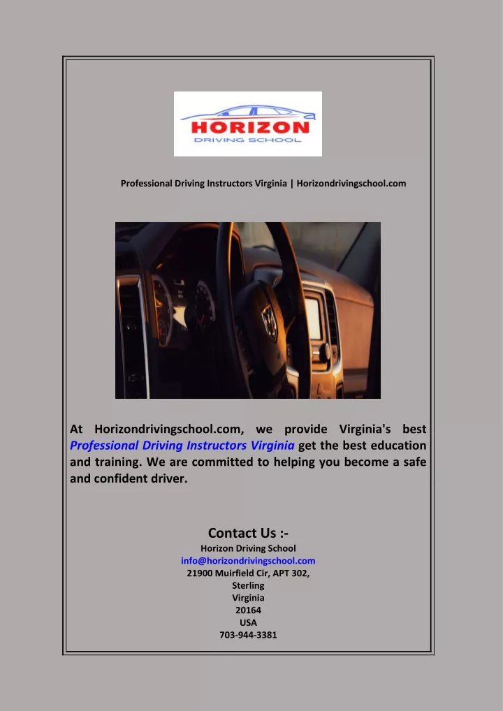 professional driving instructors virginia