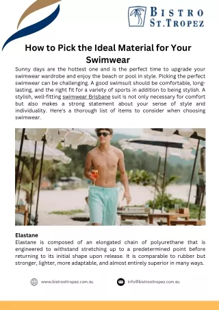 How to Pick the Ideal Material for Your Swimwear