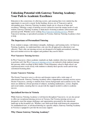 unlocking potential with gateway tutoring academy