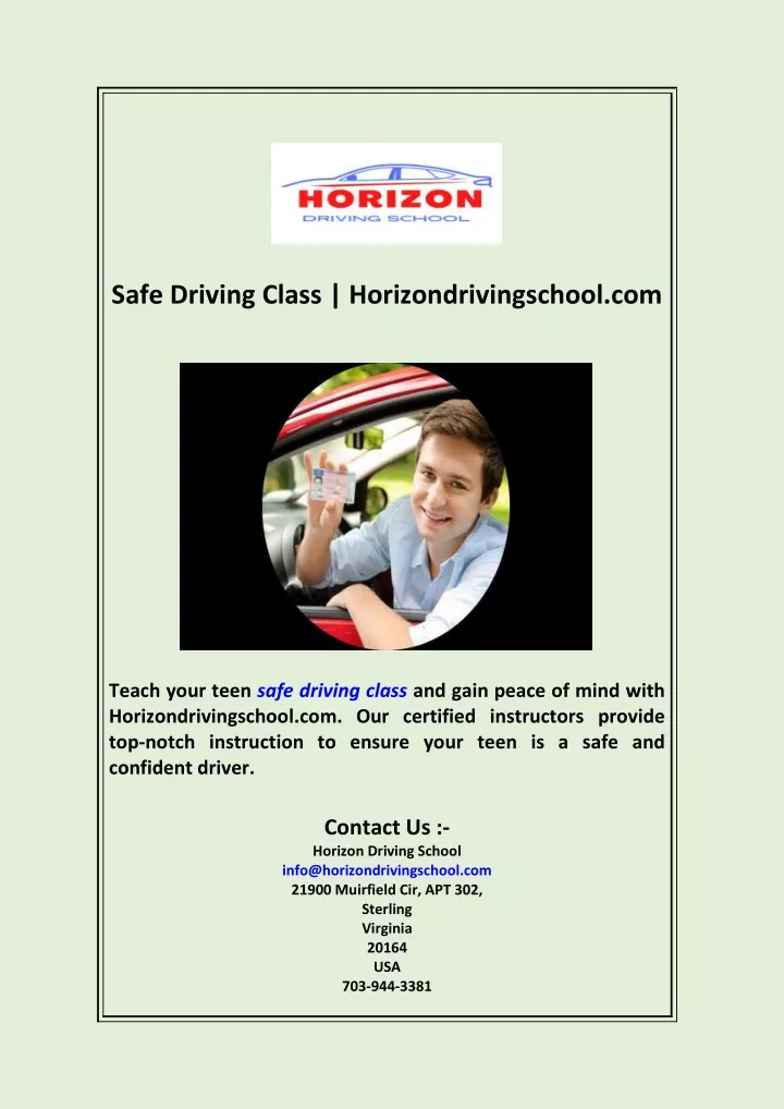 safe driving class horizondrivingschool com