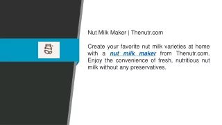 Nut Milk Maker  Thenutr.com