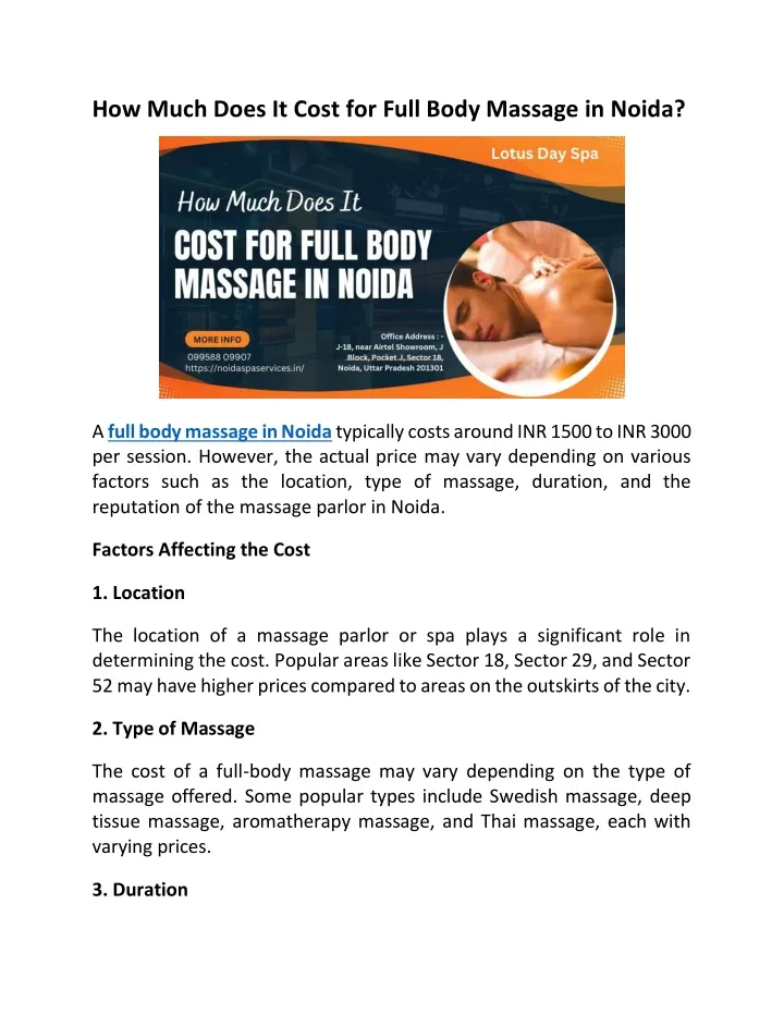 how much does it cost for full body massage