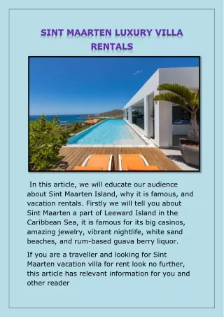 SINT MAARTEN LUXURY VILLA RENTALS