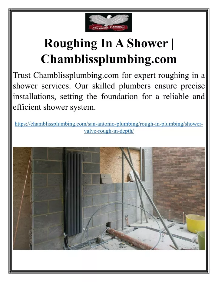 roughing in a shower chamblissplumbing com