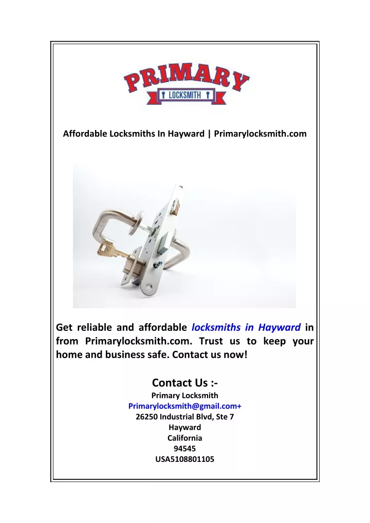 affordable locksmiths in hayward primarylocksmith