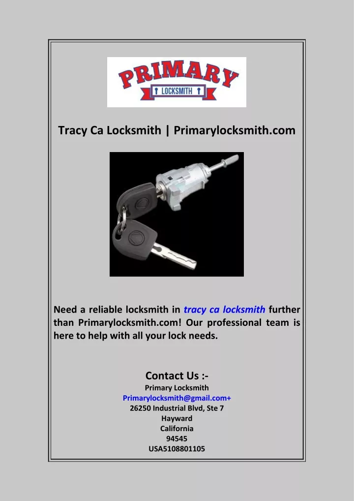 tracy ca locksmith primarylocksmith com