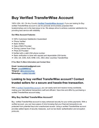 How to Safely Buy Verified TransferWise Account Online