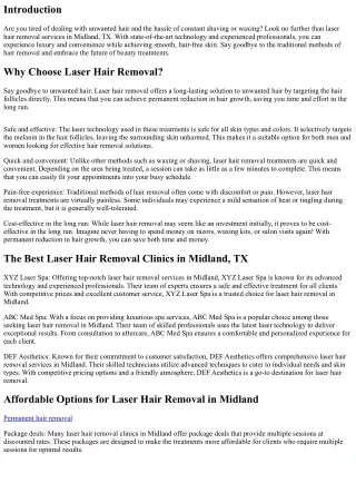 Experience Luxury with Spa Services for Laser Hair Removal in Midland, TX