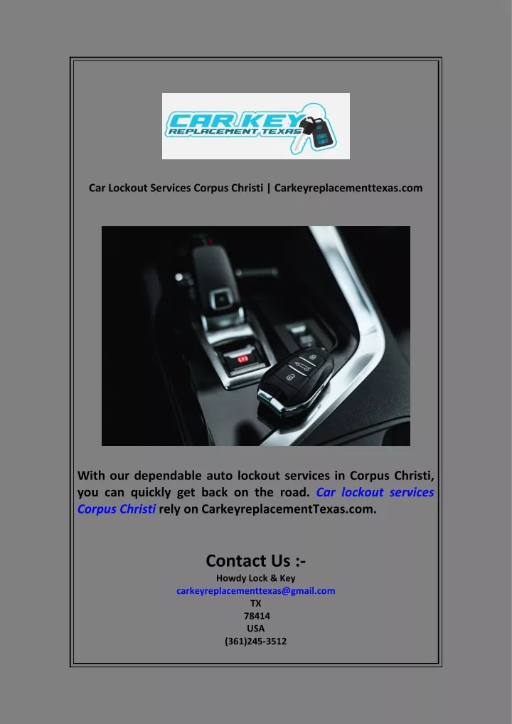 car lockout services corpus christi