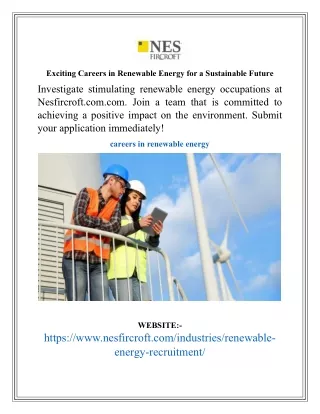 Exciting Careers in Renewable Energy for a Sustainable Future