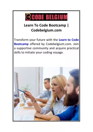 Learn To Code Bootcamp  Codebelgium.com