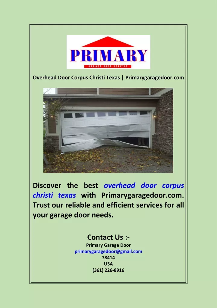 PPT - Overhead Door Corpus Christi Texas Primarygaragedoor com ...