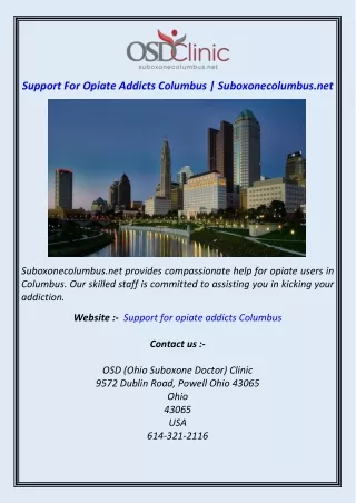 Support For Opiate Addicts Columbus  Suboxonecolumbus.net