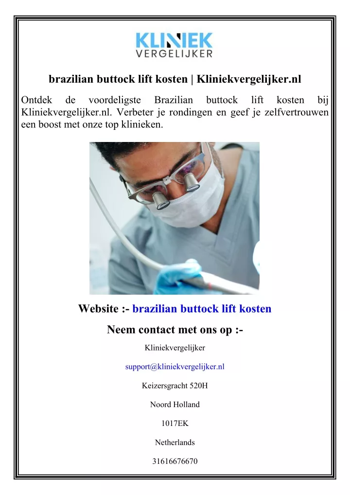 brazilian buttock lift kosten kliniekvergelijker