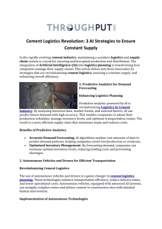 Cement Logistics Revolution 3 AI Strategies to Ensure Constant Supply
