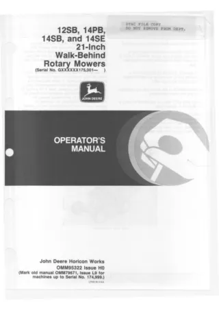 John Deere 12SB 14PB 14SB and 14SE 21-Inch Walk-Behind Rotary Mowers Operator’s Manual Instant Download (pin.GXXXXXX1750