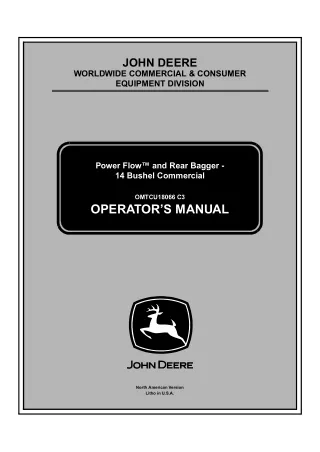 John Deere 14 Bushel Commercial Power Flow™ and Rear Bagger Operator’s Manual Instant Download (Publication No.18066)