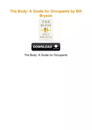 The Body: A Guide for Occupants by Bill Bryson