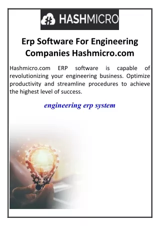Erp Software For Engineering Companies Hashmicro.com