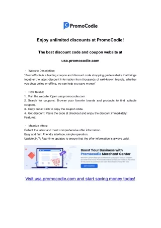enjoy unlimited discounts at promocodie