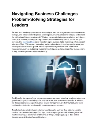 Navigating Business Challenges Problem-Solving Strategies for Leaders
