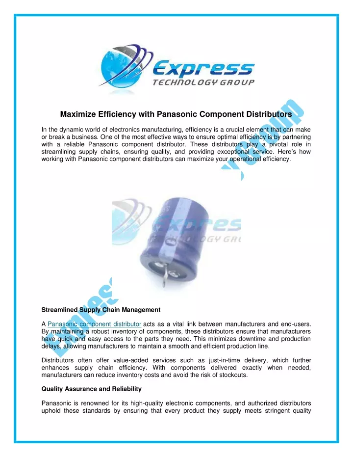 maximize efficiency with panasonic component