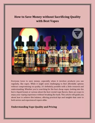 How to Save Money without Sacrificing Quality with Best Vapes (1)
