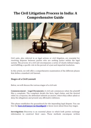 The Civil Litigation Process in India-A Comprehensive Guide