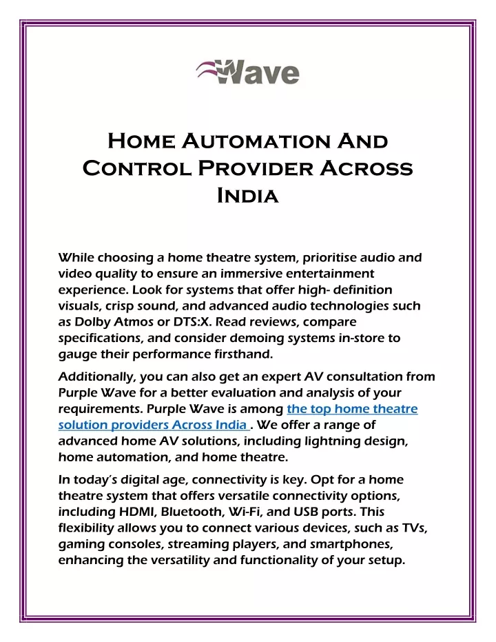 home automation and control provider across india