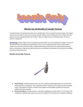Effective Use and Benefits of Cannabis Tinctures