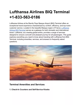 Lufthansa Airlines BIQ Terminal