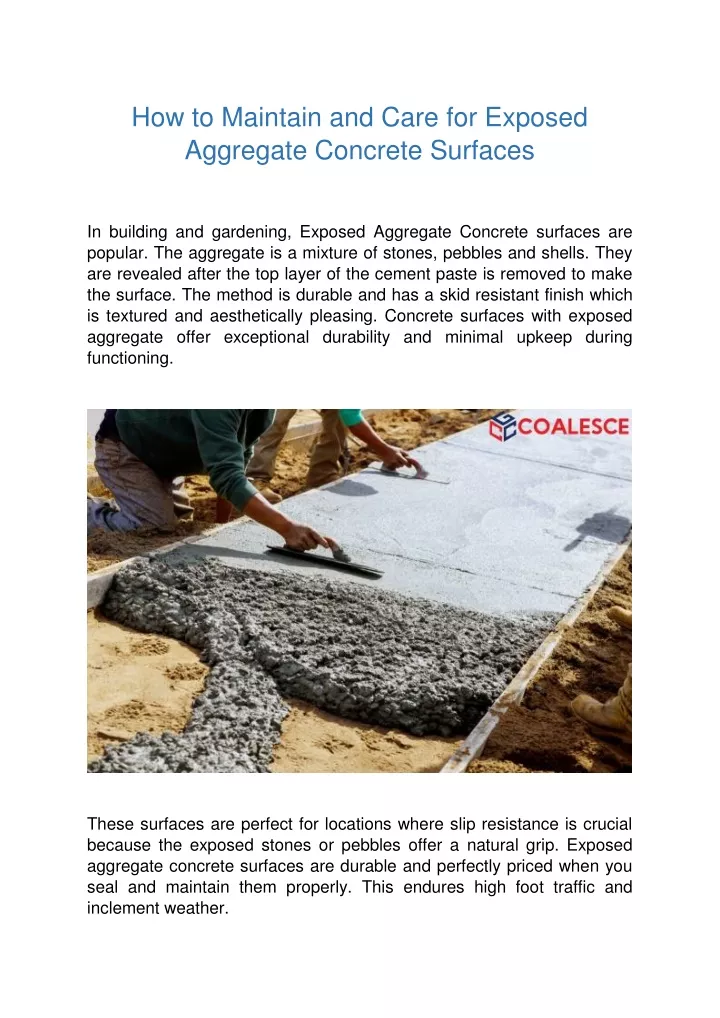 how to maintain and care for exposed aggregate